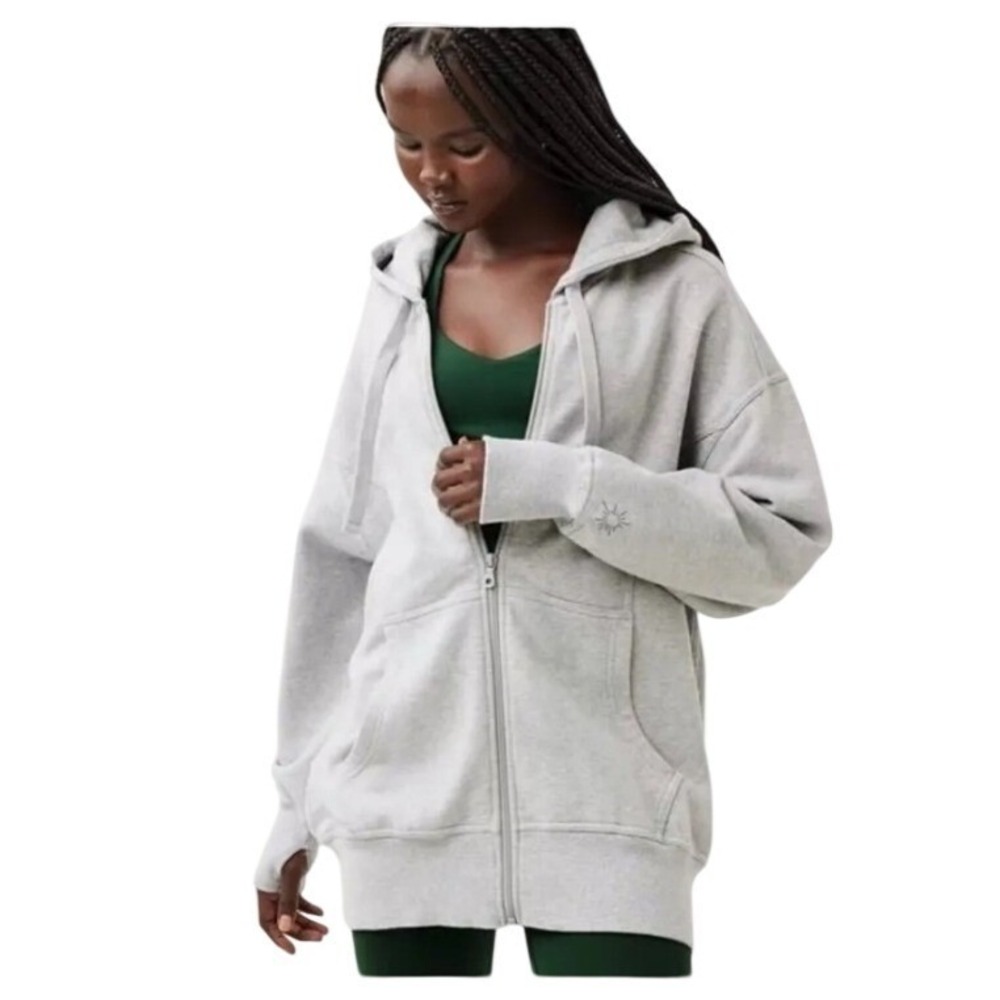 OFFLINE by Aerie Hoodie Womens XXS Gray Full Zip Oversized Thumbholes Sweatshirt